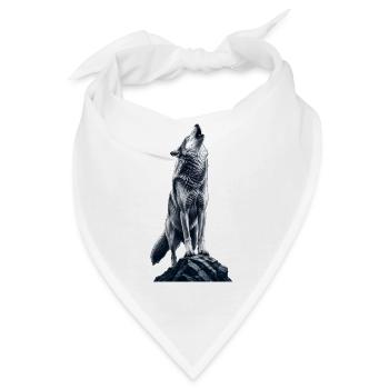 Wolfsruf auf Fels - Bandana - Weiß - Vorne