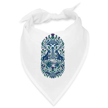 Schottland | Distel, Hirsch & Keltenmuster - Bandana - Weiß - Vorne