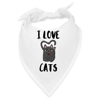Ich liebe Katzen - Bandana - Weiß - Vorne
