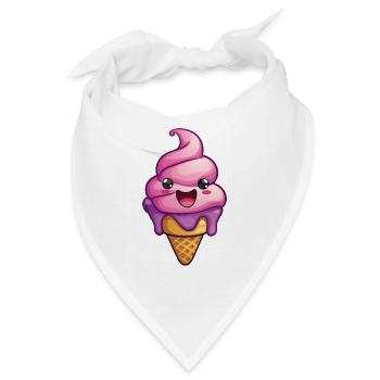 Lächelnde Eiskreation - Bandana - Weiß - Vorne