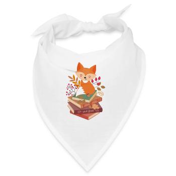 Fuchs auf Bücherstapel - Bandana - Weiß - Vorne