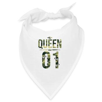 Queen King Queen Pärchenoutfit Familie Flecktarn - Bandana - Weiß - Vorne
