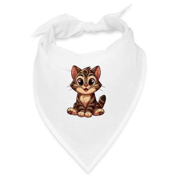 Katze Tiger - Bandana - Weiß - Vorne