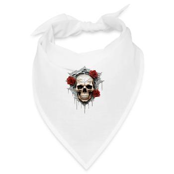 Dunkle Gothic Totenkopf Rosen Blumenkunst Grafik Mode - Bandana - Weiß - Vorne