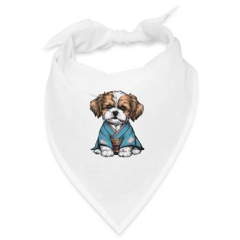 Shih Tzu im Kimono - Bandana - Weiß - Vorne