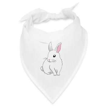 weißer Hase sitzend - Bandana - Weiß - Vorne