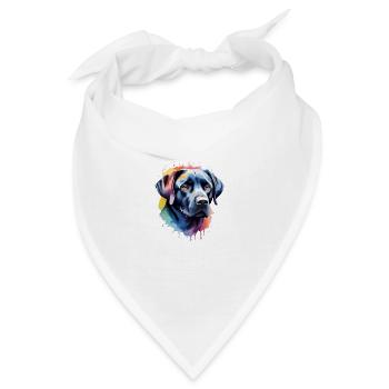 Labrador Retriever Hund Coole Farbexplosion - Bandana - Weiß - Vorne