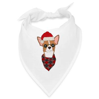 Chihuahua Weihnachtspullover rot weiß kurzhaar - Bandana - Weiß - Vorne
