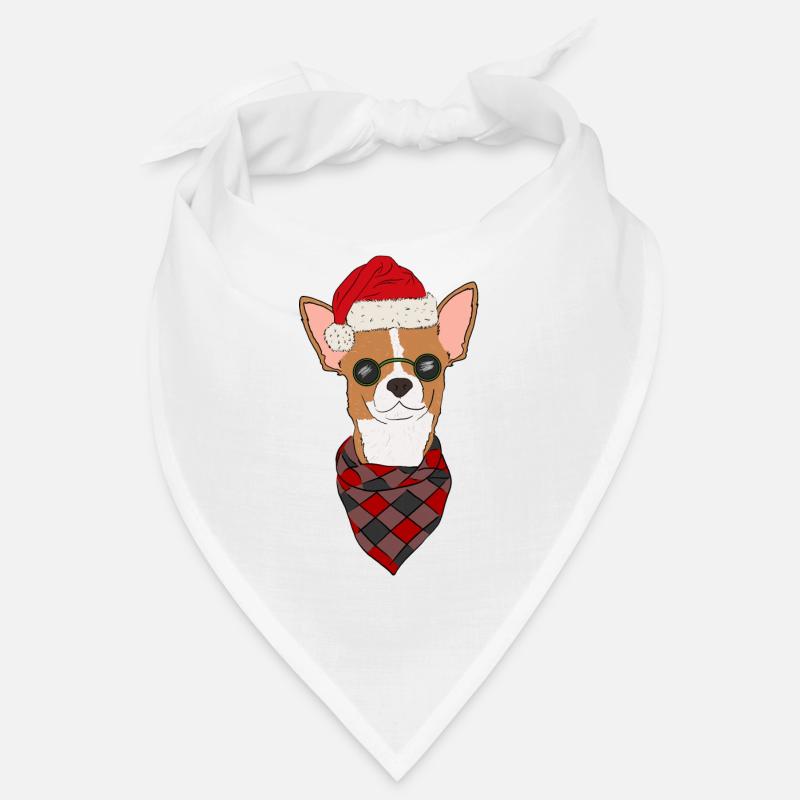 Chihuahua Weihnachtspullover rot weiß kurzhaar - Bandana - Weiß