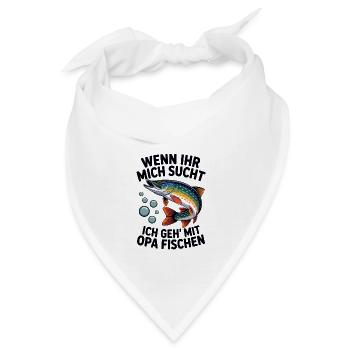 Ich gehe mit Opa angeln fischen springender Hecht - Bandana - Weiß - Vorne