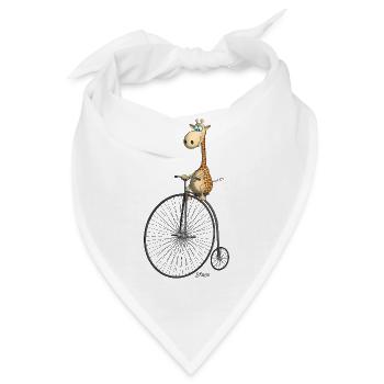 lustiges Hochrad mit Giraffe - Bandana - Weiß - Vorne
