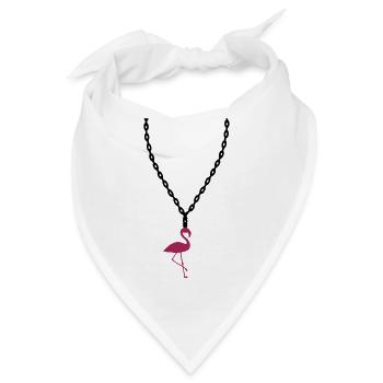halskette schmuck flamingo vogel pink urlaub stran - Bandana - Weiß - Vorne