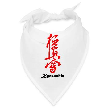 Kyokushin in japanischem Kanji-Rot geschrieben - Bandana - Weiß - Vorne
