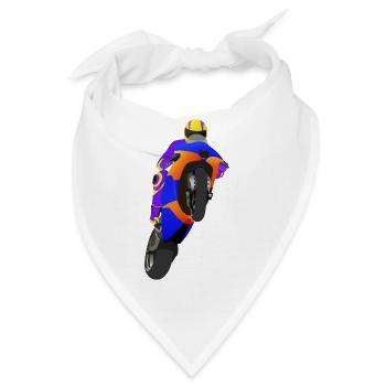 Wheelie extrem mit Motorrad beim Rennen - Bandana - Weiß - Vorne
