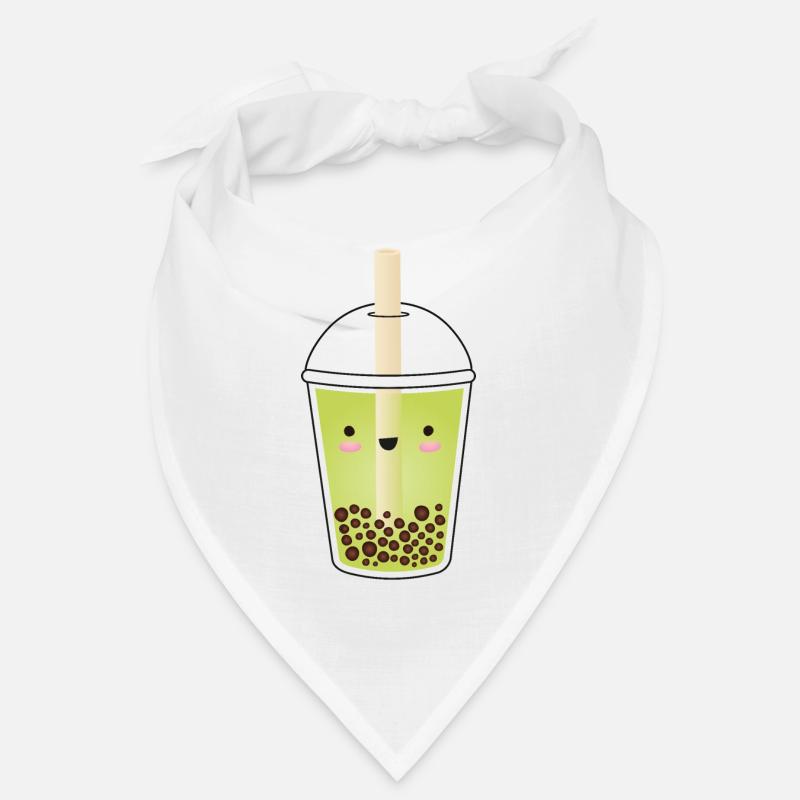 Grüner Matcha Bubble Tea Kawaii - Bandana - Weiß