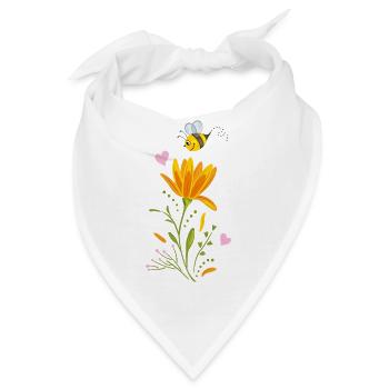 Niedliches Blumendesign mit Biene - Bandana - Weiß - Vorne