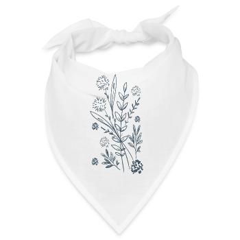 Blaues Blumendesign - Bandana - Weiß - Vorne