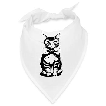 Katze mit fliege um den Hals - Bandana - Weiß - Vorne