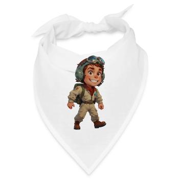 Niedlicher Cartoon-Kampfpilot - Bandana - Weiß - Vorne