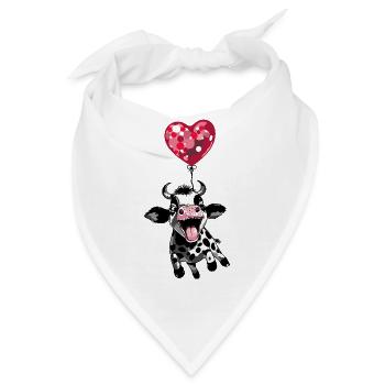 Springendes Kälbchen mit Herzballon - Kuh Kalb - Bandana - Weiß - Vorne