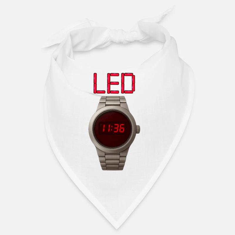Stainless Steel LED Clock with Red Display Bandana