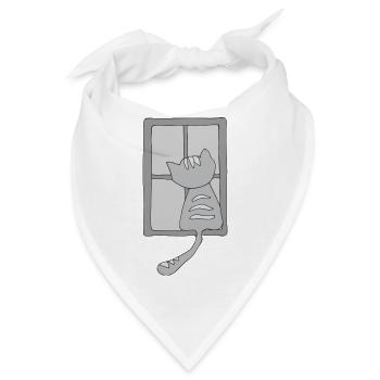 katze am fenster grau - Bandana - Weiß - Vorne