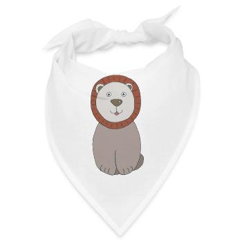 Löwenkopf mit freundlichem Gesicht - Bandana - Weiß - Vorne