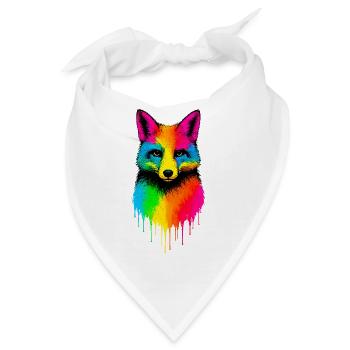 Regenbogen Fuchs Kunstmotiv - Bandana - Weiß - Vorne
