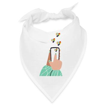 Pride Herzen am Smartphone - Bandana - Weiß - Vorne