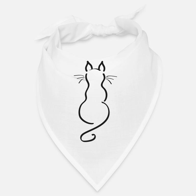 Cat Minimalist Line Back Plain Bandana