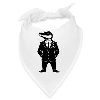 Krokodil im Anzug – Tier Design - Bandana - Weiß - Vorne