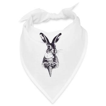 Hase mit Eis Vintage Gravur - Bandana - Weiß - Vorne