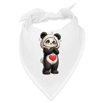 Schüchterner Panda mit rotem Herz - Bandana - Weiß - Vorne