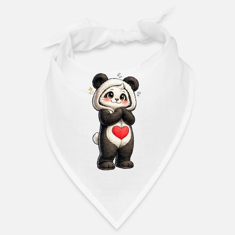 Shy panda with red heart Bandana