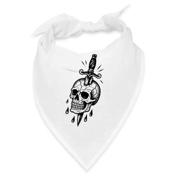 Zerbrochener Schädel mit einem Dolch - Bandana - Weiß - Vorne
