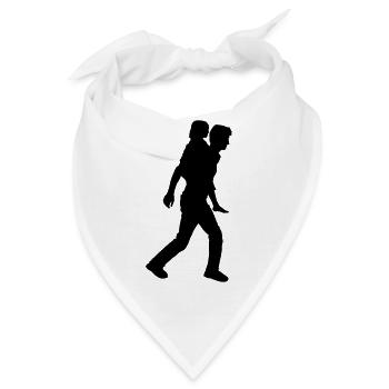 Vater Kind Silhouette Spazieren Familie Papa Liebe - Bandana - Weiß - Vorne