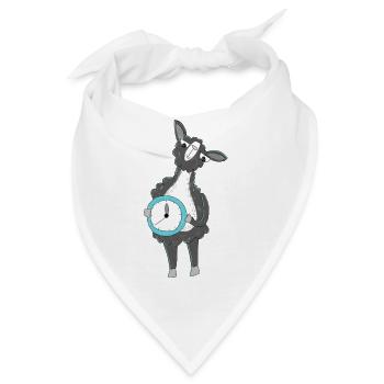 Lama mit Uhr - Bandana - Weiß - Vorne