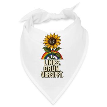 Links Grün Versifft – Sonnenblume und Peace - Bandana - Weiß - Vorne