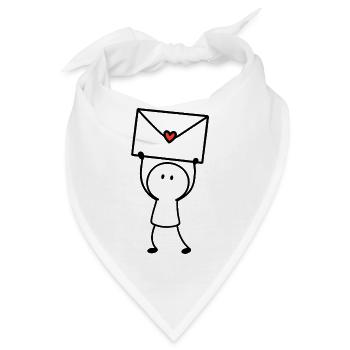 Brief mit Herz | Kleine Nachricht ohne Worte - Bandana - Weiß - Vorne