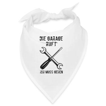 Die garage ruft Geschenk Mechaniker Kfz Auto - Bandana - Weiß - Vorne