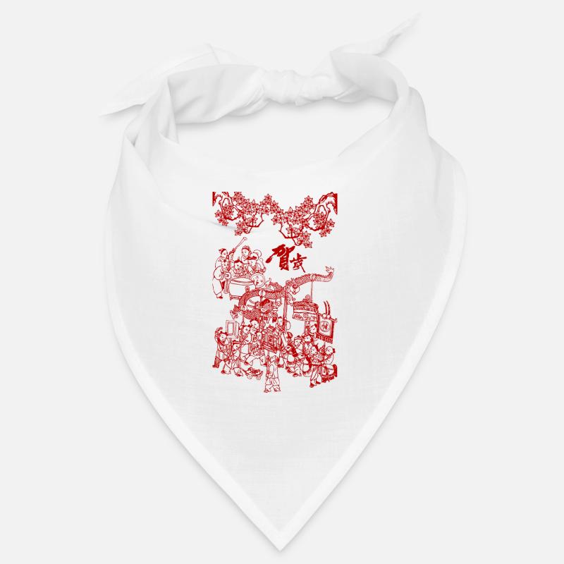 Folklore Chinois Graphique - Bandana - blanc