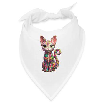 Cooles Katzen Design - Bandana - Weiß - Vorne