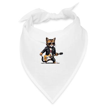 Cat Rocker Katze HardRock Geschenk - Bandana - Weiß - Vorne
