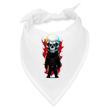 Kleiner Mann mit Totenkopf - Bandana - Weiß - Vorne