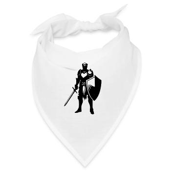 Edeler Ritter mit Schild und Schwert - Bandana - Weiß - Vorne