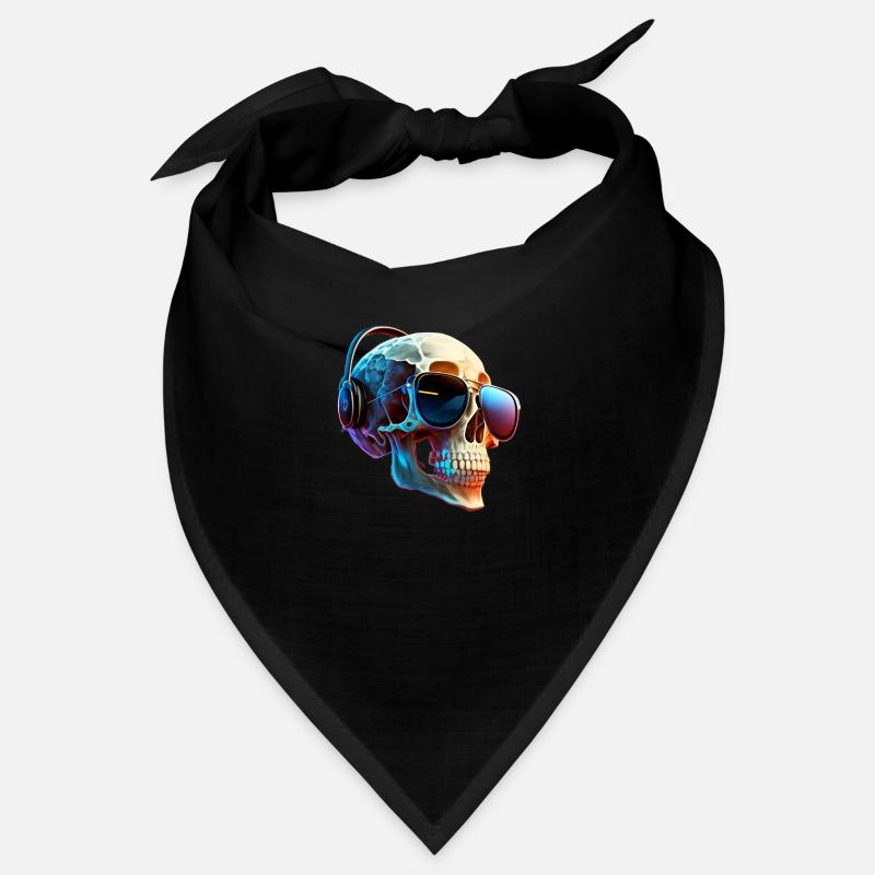 Schädel mit Kopfhörer Bandana