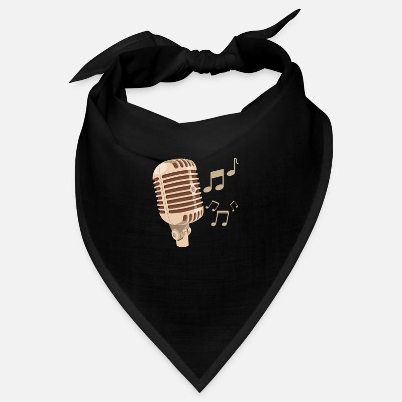 Brown hand drawn microphone musical notes Bandana
