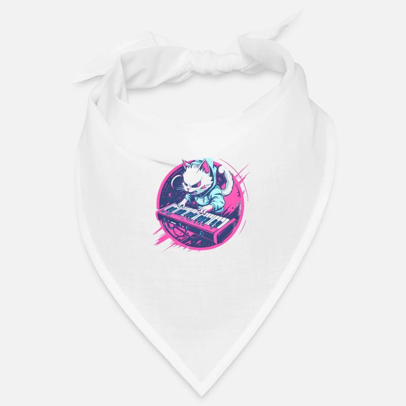 Synth Katze - Bandana - Weiß