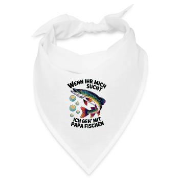 Ich gehe mit Papa angeln fischen springender Hecht - Bandana - Weiß - Vorne