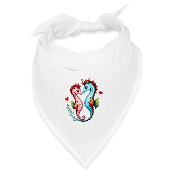 Verschenke diese süßen Seepferde zum Valentinstag - Bandana - Weiß - Vorne